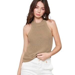 LA MIEL | NWT | Slim Fitted Halter Neck Sleeveless Knit Top | Sz M